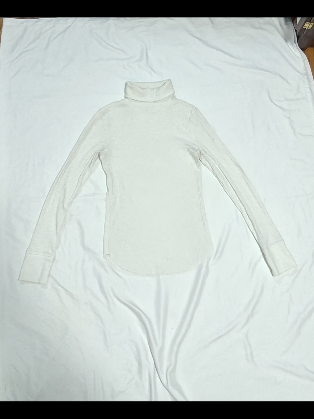 aerie Cream/White Ribbed Turtleneck Long Sleeve Top